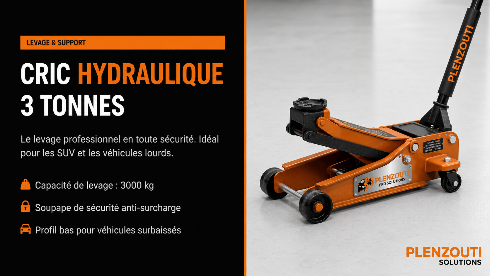Cric hydraulique 3 tonnes Plenzouti